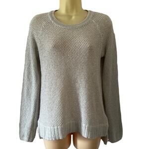H&M Size M White and Silver Metallic Pullover Sweater Snuggly Soft